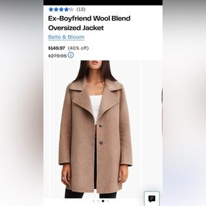 Belle & Bloom Women’s Ex Boyfriend Wool blend jacket size small